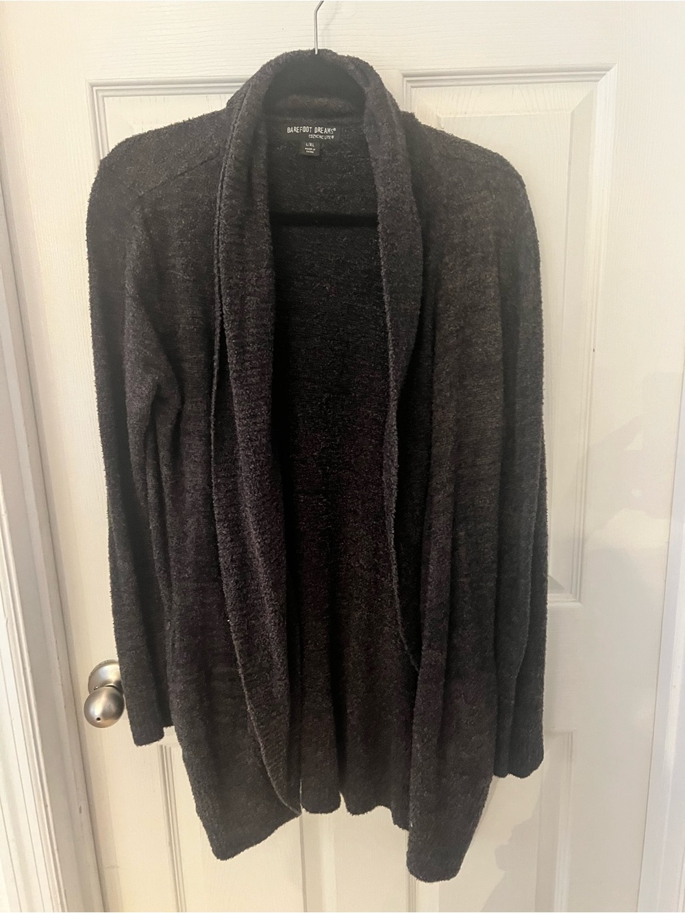Barefoot Dreams Cozy Chic Lite Open-Front Dark Gray Cardigan Sweater